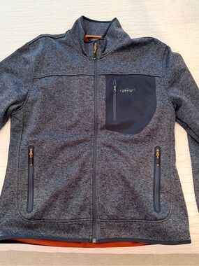 Orvis Men's Navy Heather Zip-Front Performance Jacket with Chest Pocket
